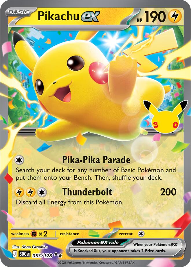 Pikachu ex - 053/128 - ME: 30th Celebration