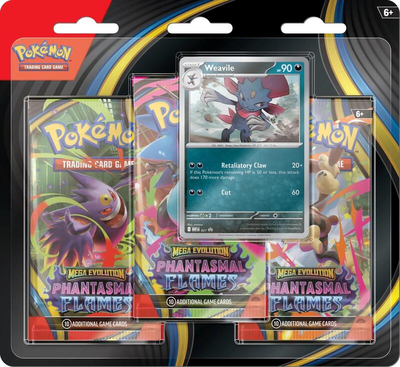 Pokémon TCG: Mega Evolution Phantasmal Flames 3-Pack Blister [Weavile]