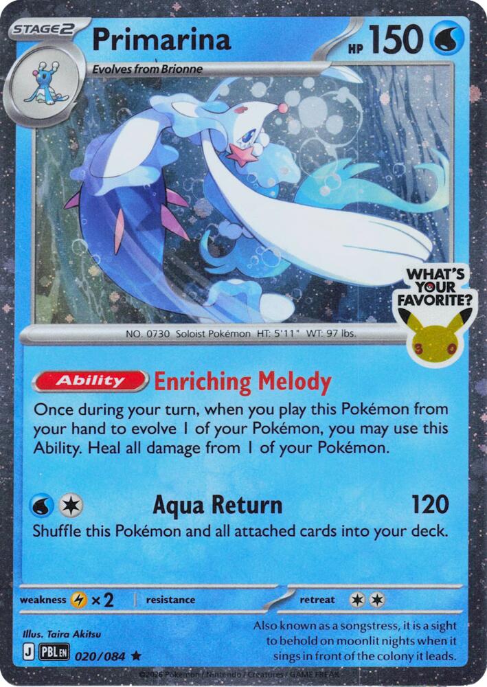 Primarina - 020/084 (What's Your Favorite Stamp) - Miscellaneous Cards & Products